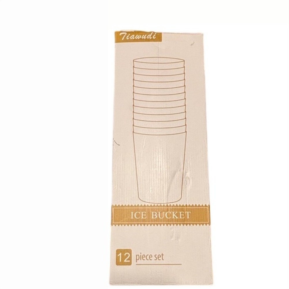 12 Piece Set Ice Bucket Drinkware Set Tall Plastic Tumblers NEW